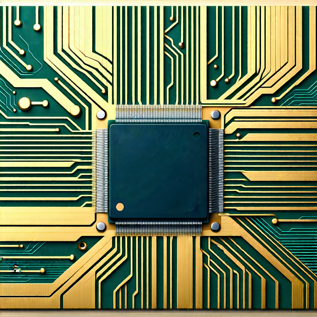 Tech Woodcut Print: Close-up of microprocessor
