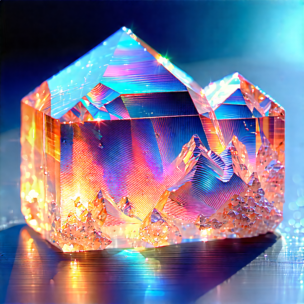 Abstract Pastel Drawing: Crystal Composition With Balance With Large, Colorful