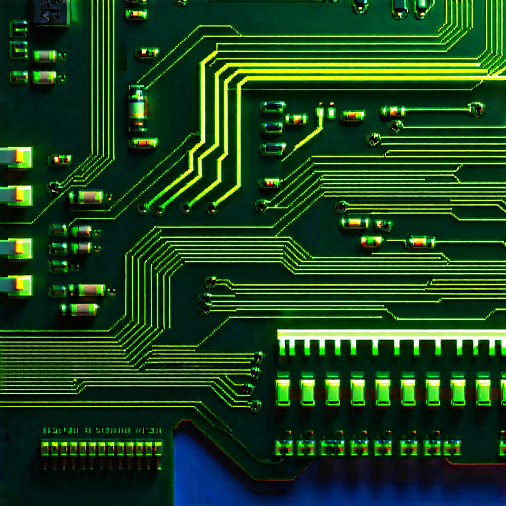 Tech Hdr Photography: Circuit board with neon accents