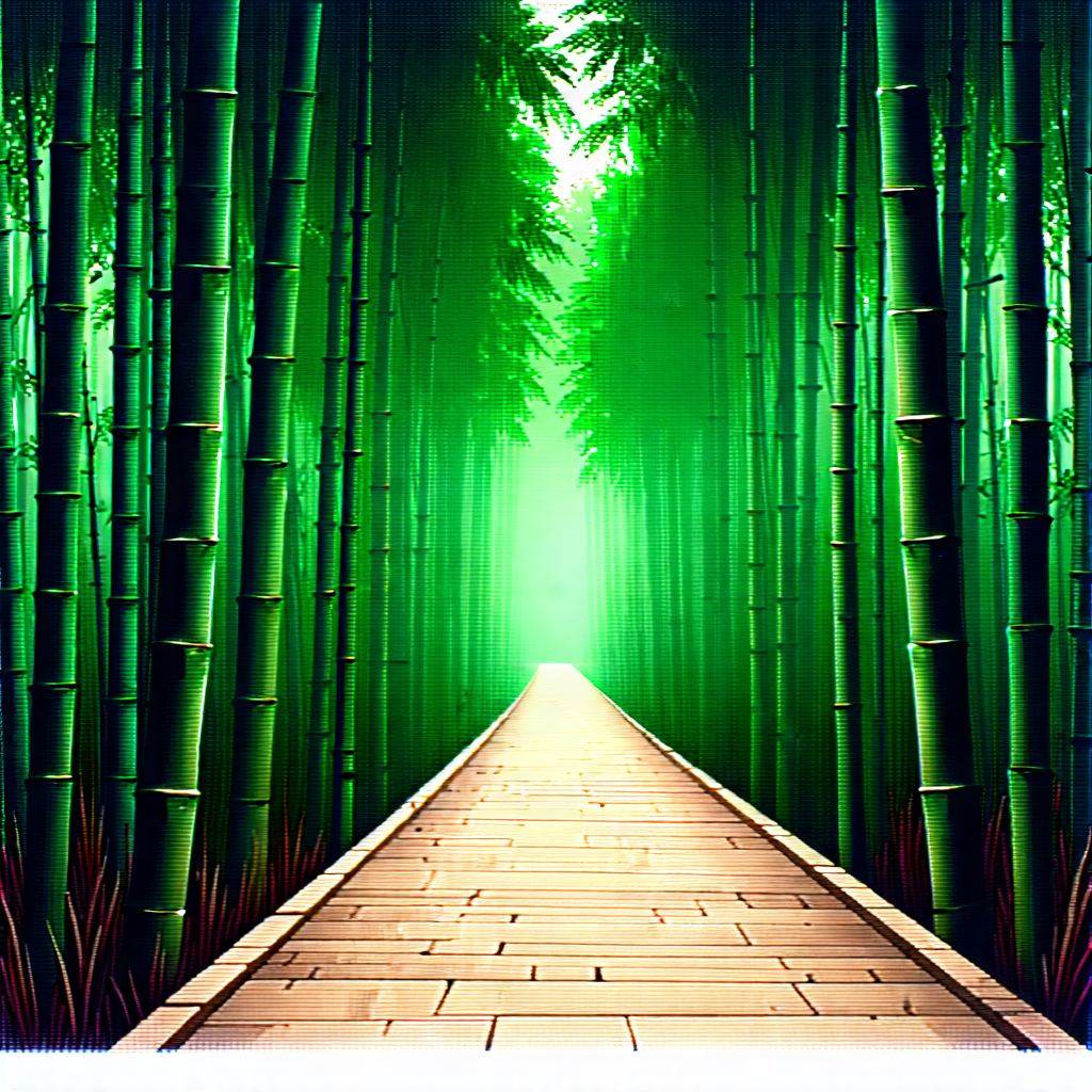 Nature Ink Drawing: Path Through Bamboo Grove With Image, There