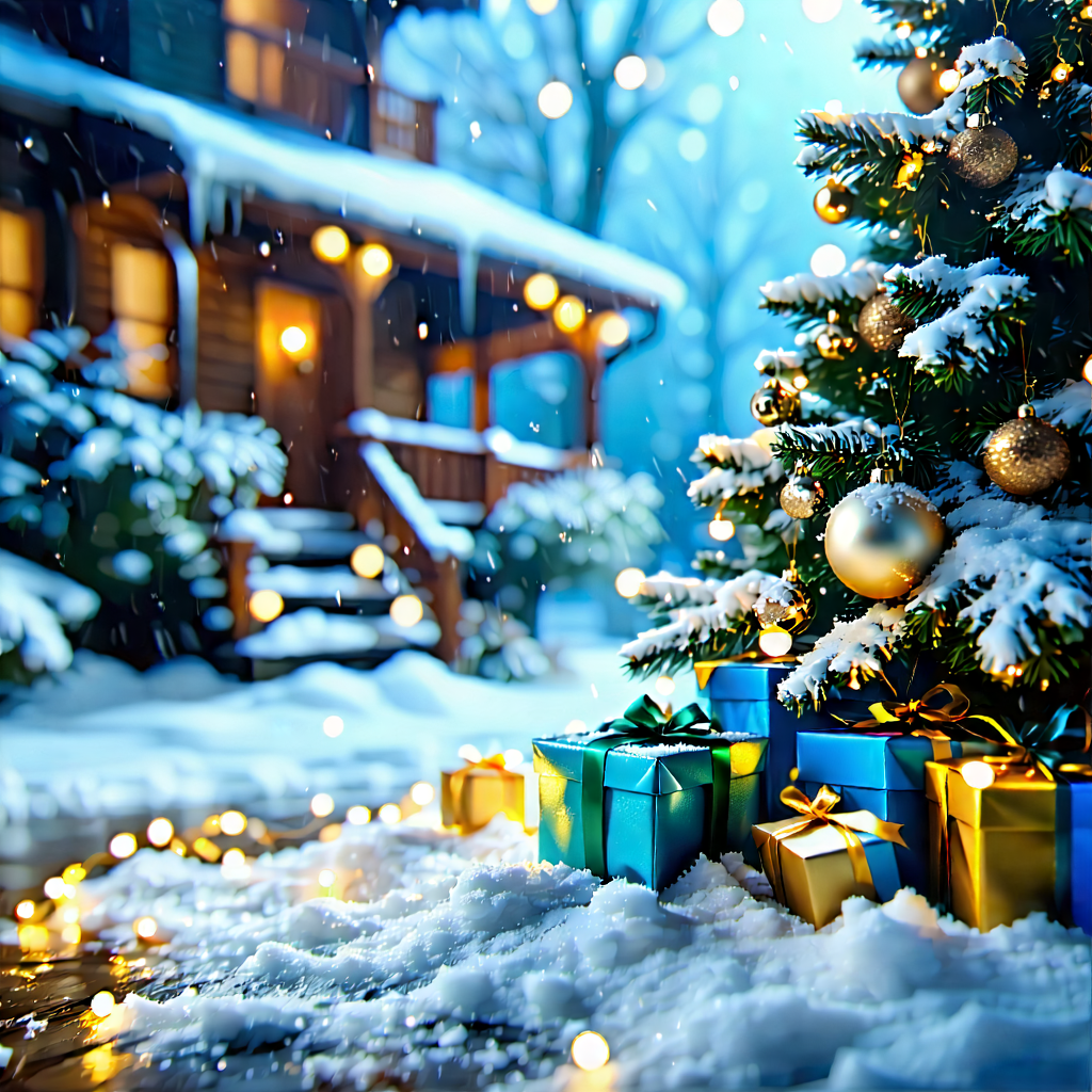 Lifestyle Blender Artwork: Holiday Celebration During Winter With Beautifully Decorated