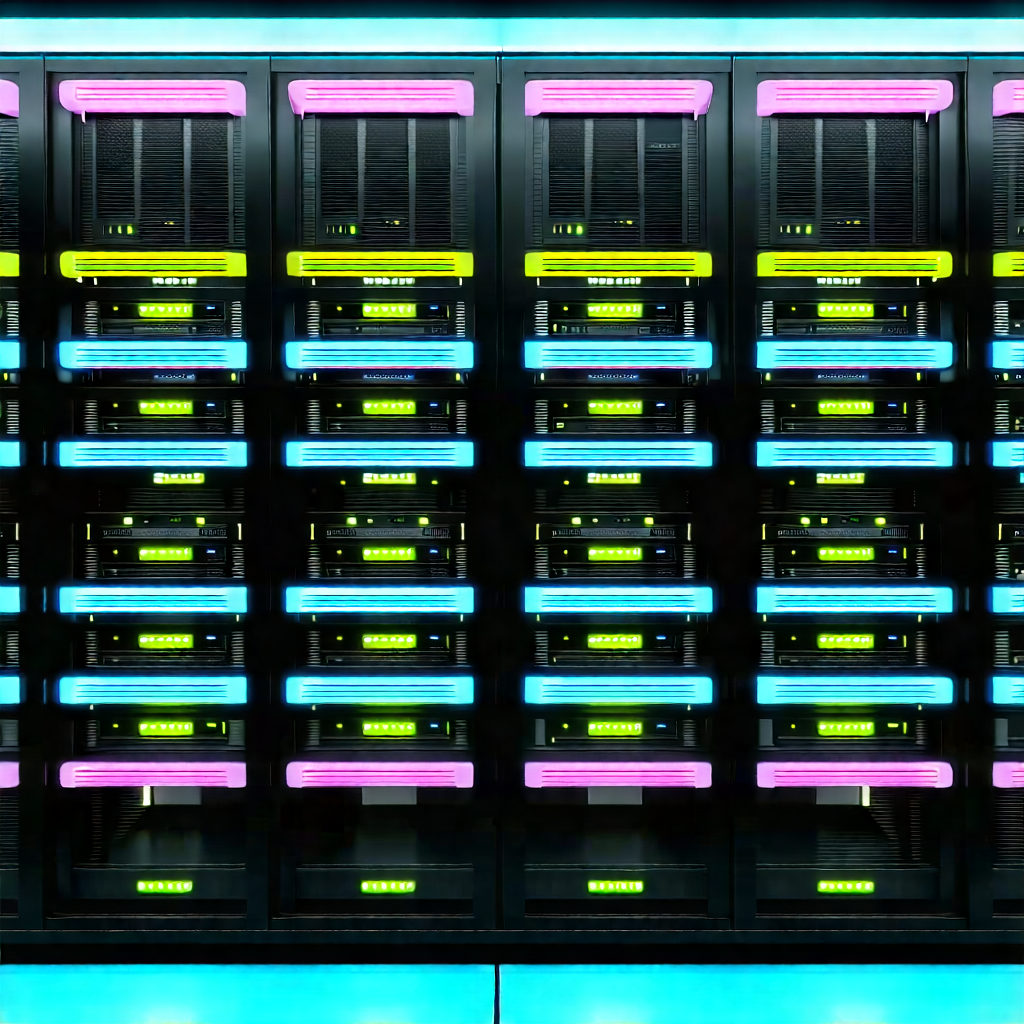 Tech Commercial Photography: Server rack with neon accents