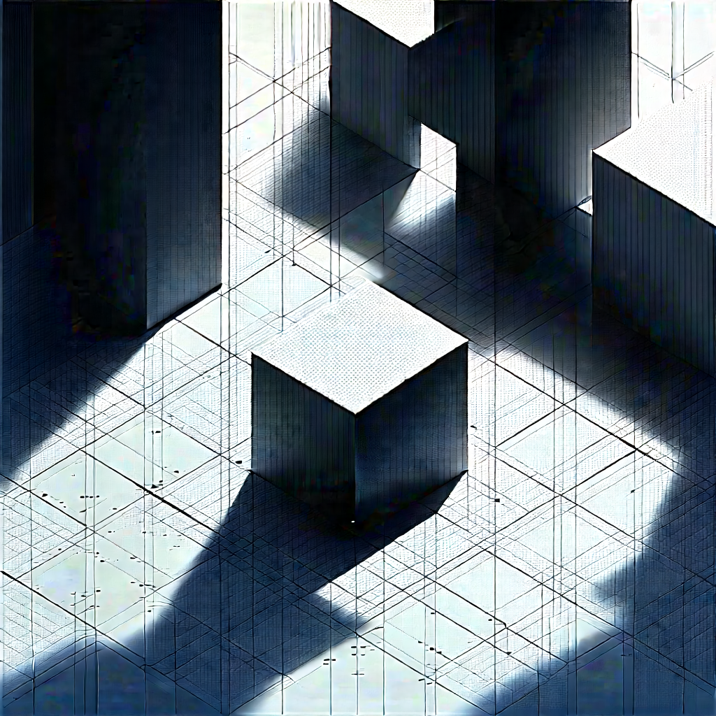 Abstract Isometric Art: Grid system with shadow play