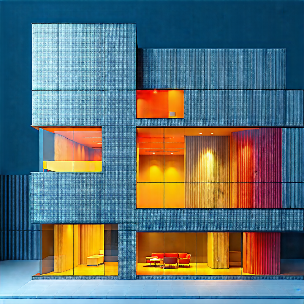 Urban Digital Illustration: Urban Loft With Artistic Facade With Large, Modern