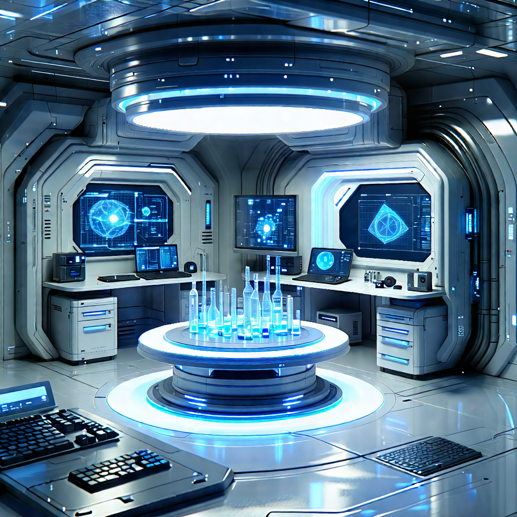 Tech Cinema 4d: (futuristic:1.16) Research Laboratory With Futuristic Setting,
