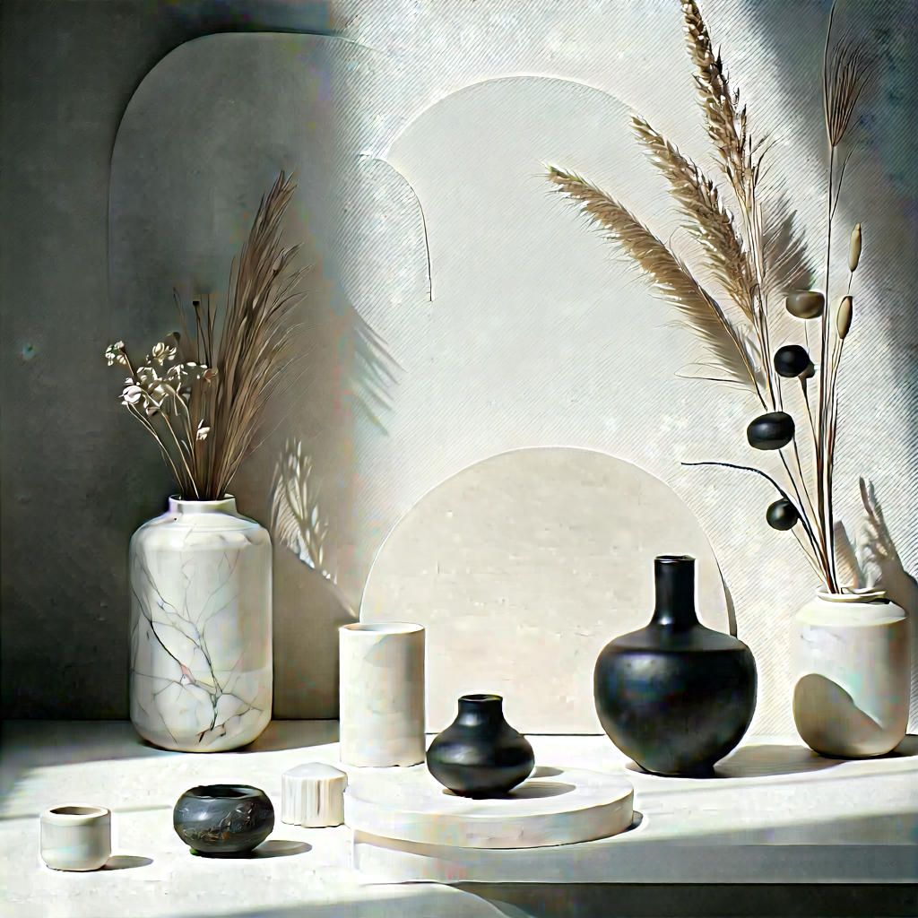 Abstract Digital Painting: Minimalist Collection With Subtle Texture With White Table