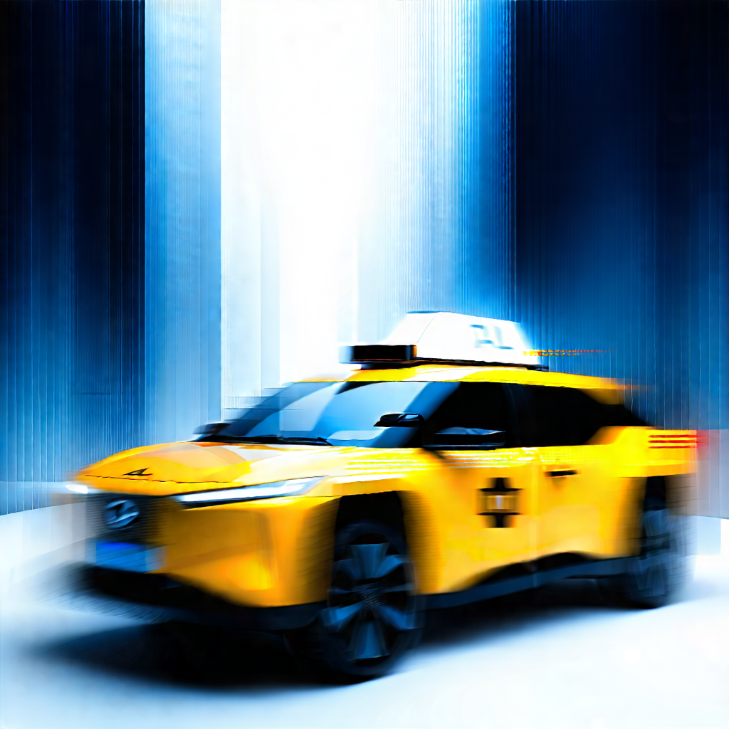 Urban Abstract Design: (city:1.28) Taxi In Financial District With Yellow Taxi