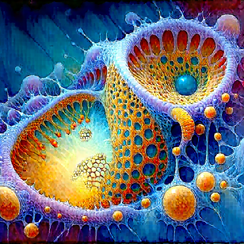 Abstract Watercolor Painting: Abstract Interpretation Of Cellular Structures With Painting Cell,