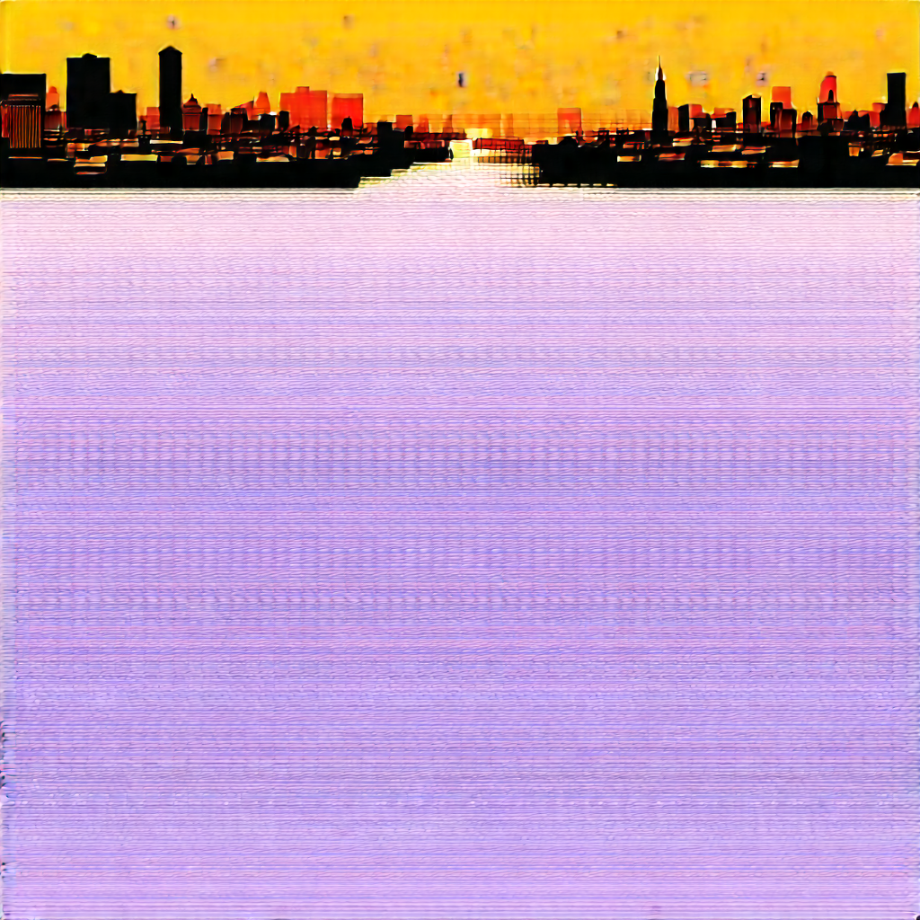 Urban Woodcut Print: Aerial view of cultural district