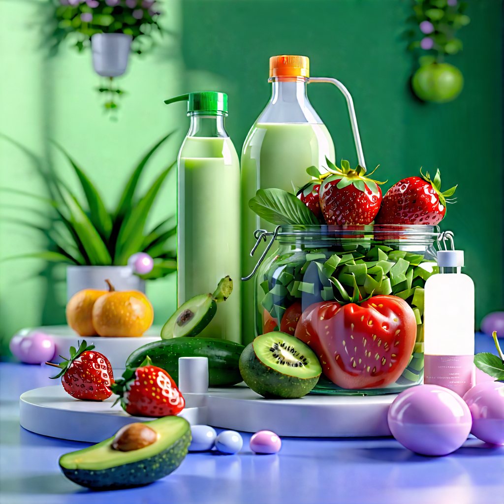 Lifestyle 3d Render: Wellness Scene With Healthy Food With Table Variety