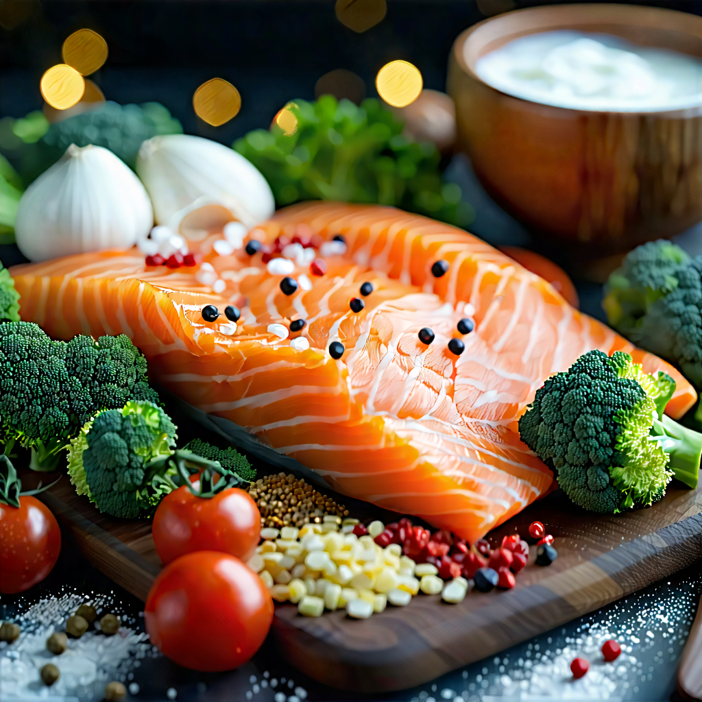 Lifestyle Octane Render: Healthy Meal Prepared With Organic Components With Wooden Cutting