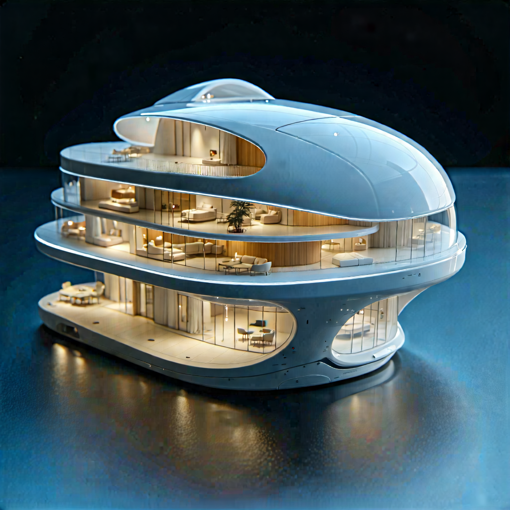 Tech Architectural Photography: Innovative Wearable (device:1.21) Design With Large, Futuristic