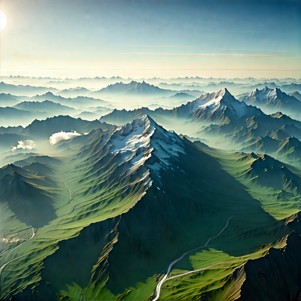 Nature Blender Artwork: Aerial View Of (mountain:1.12) Range With Breathtaking Aerial