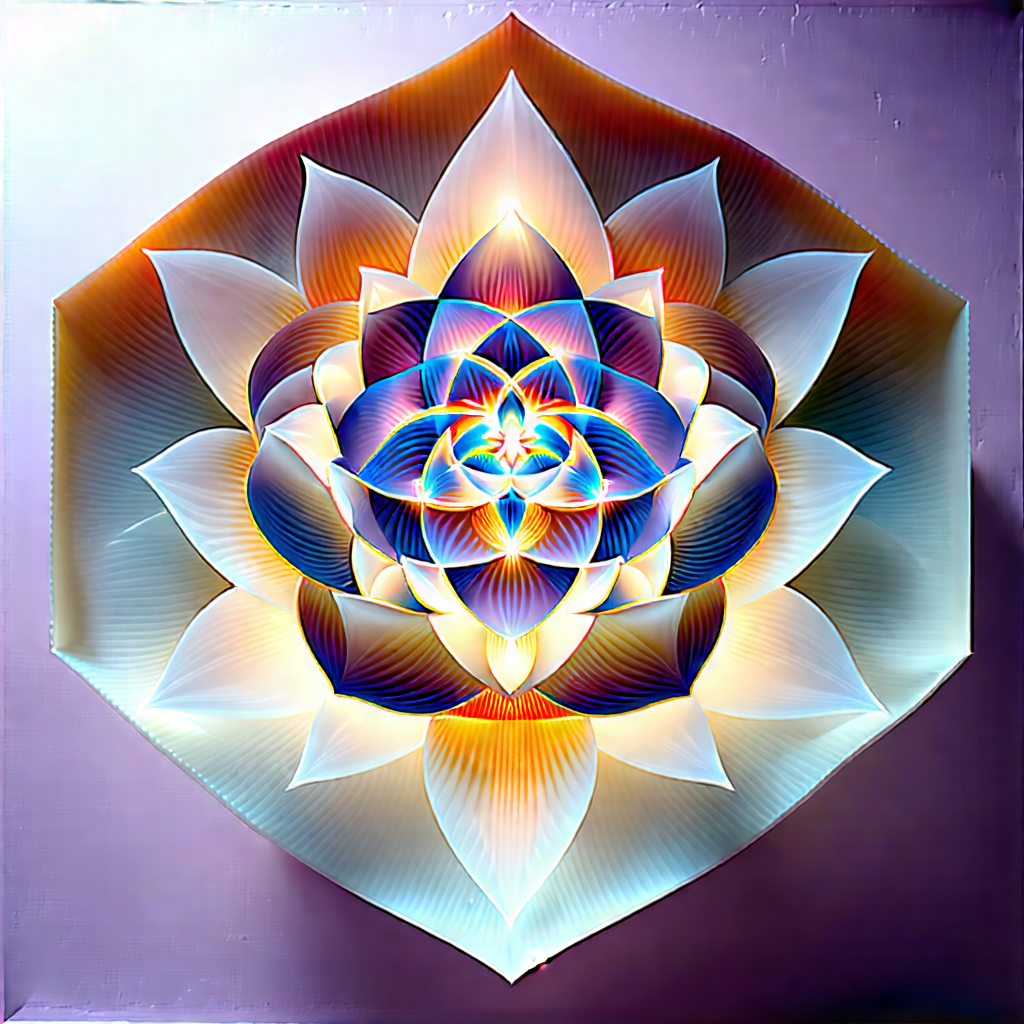 Abstract Pastel Drawing: Sacred geometry with translucent layers