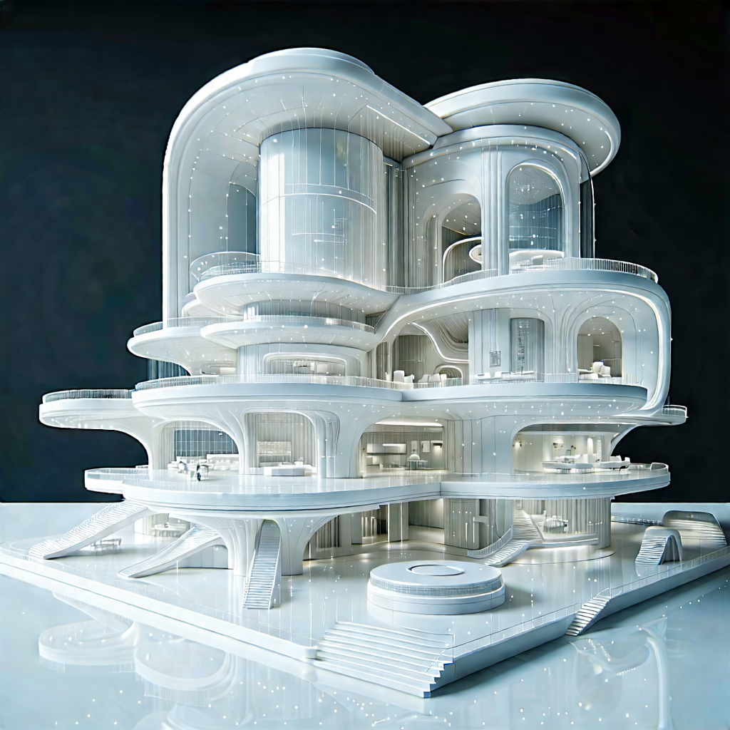 Tech Blender Artwork: (futuristic:1.46) Innovation Hub With Large, Futuristic
