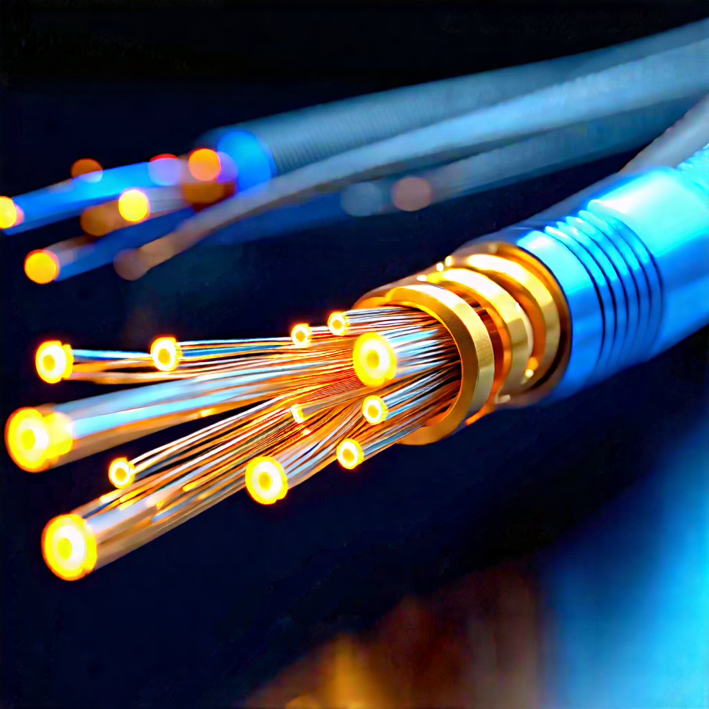 Tech 3d Render: Close-up Of Fiber Optic Cables With Close-up Large