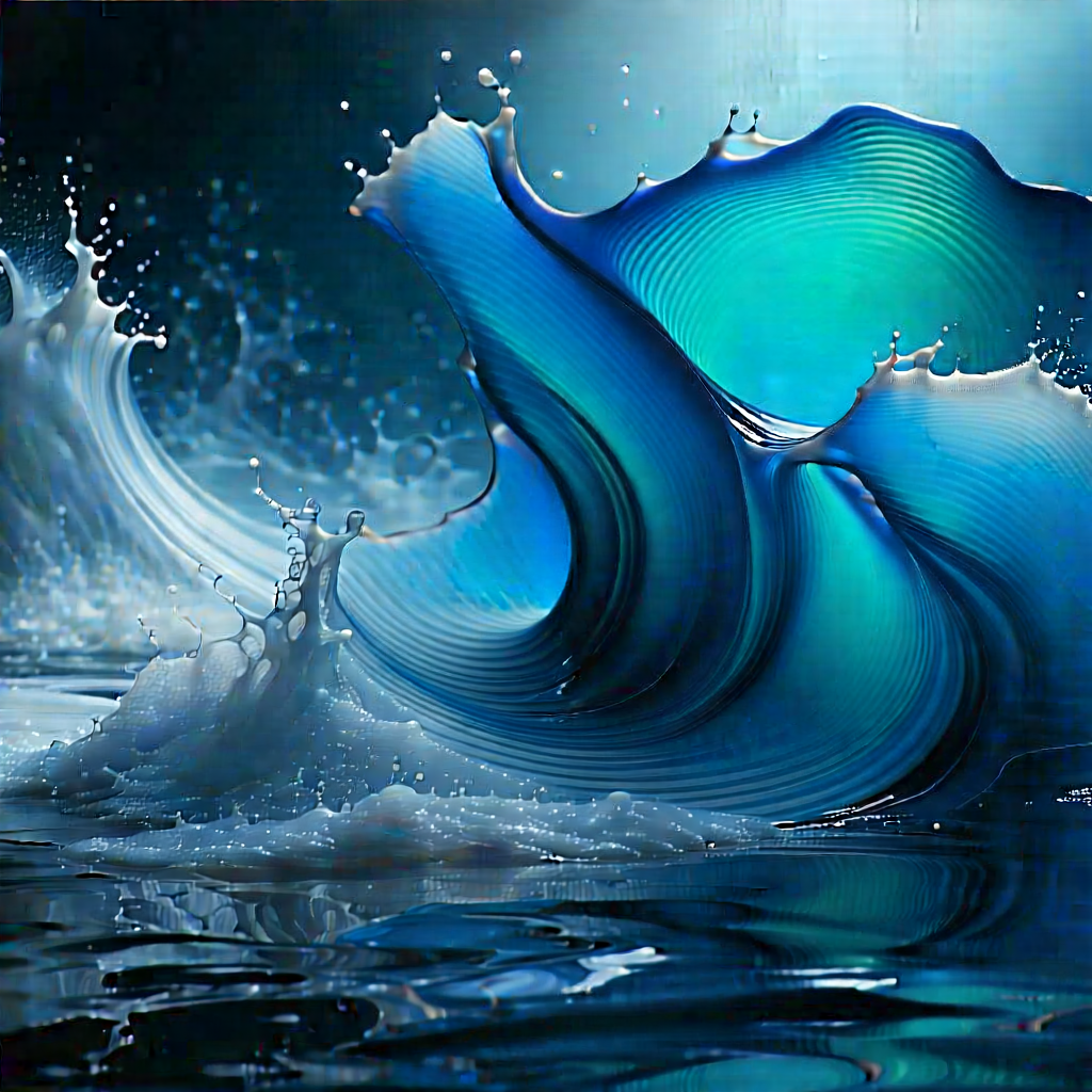 Abstract Hdr Photography: Fluid Dynamics Captured In Abstract Form With Blue White
