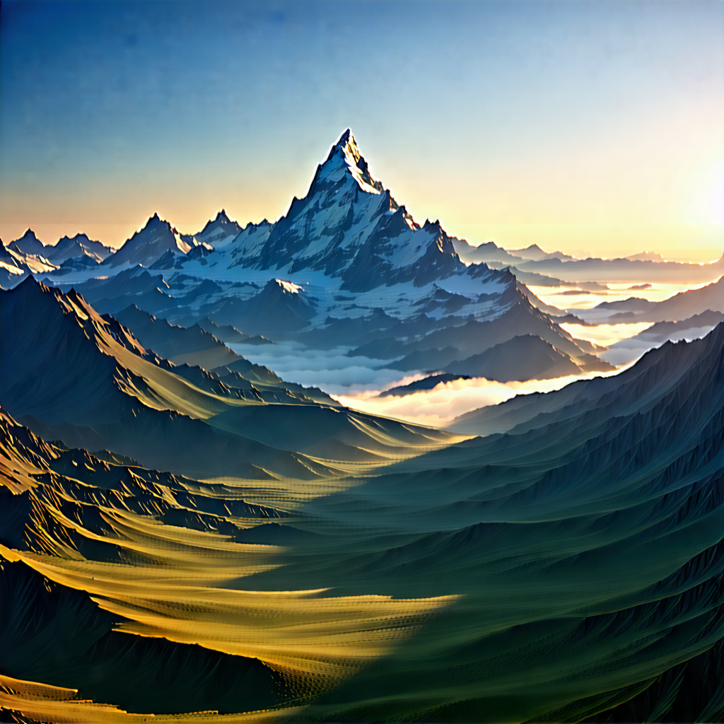 Nature Octane Render: Mountain range during sunrise
