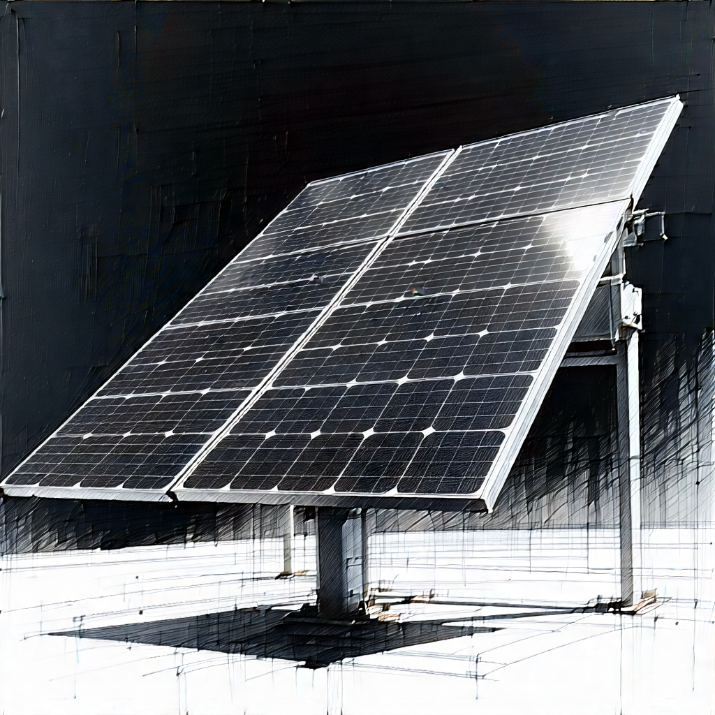 Tech Charcoal Drawing: Solar Panel With Laser Scanning With Solar Panel