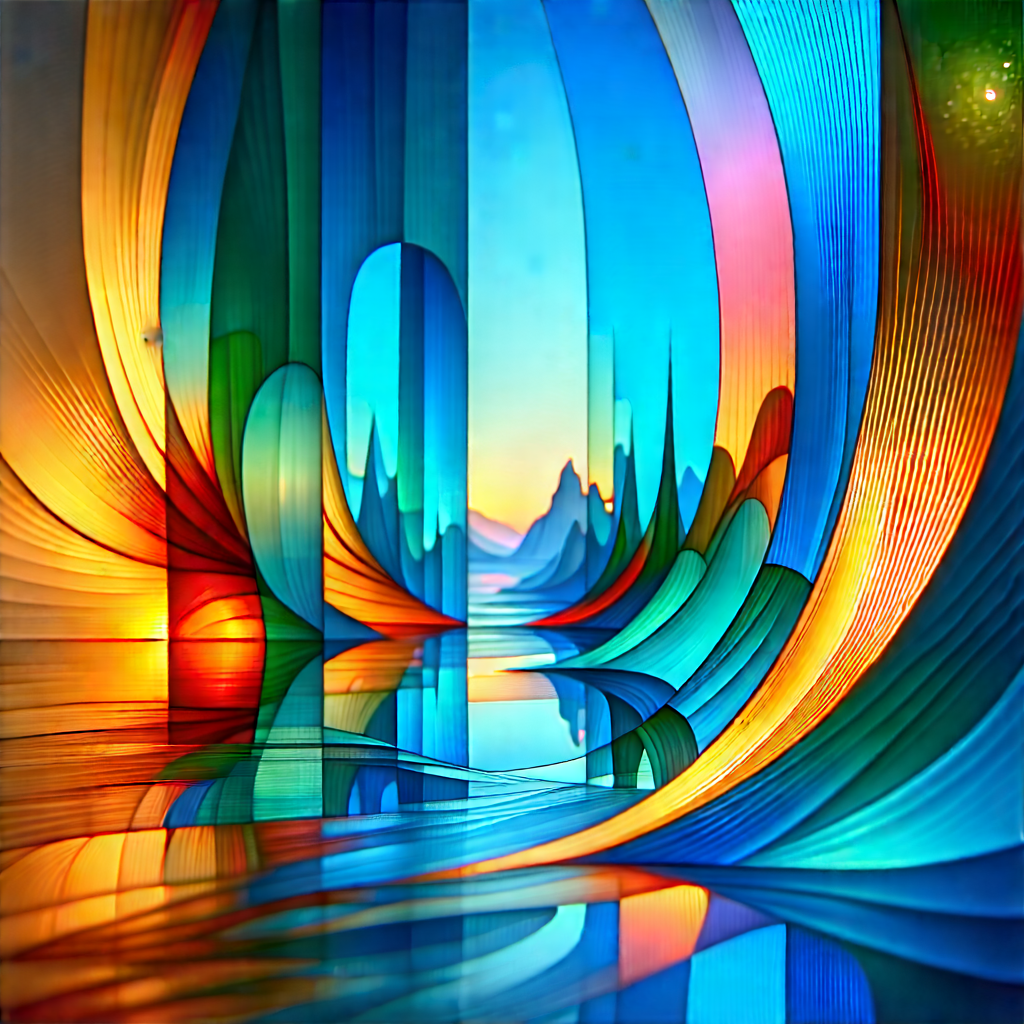 Abstract Art Nouveau Style: Abstract interpretation of light refraction