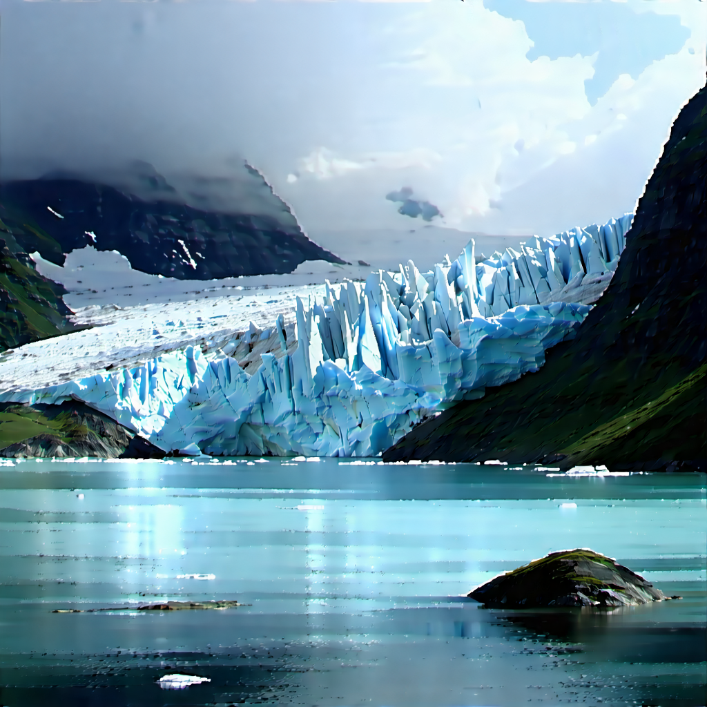 Nature Concept Art: Glacier In Rainy Season With Large Glacier,