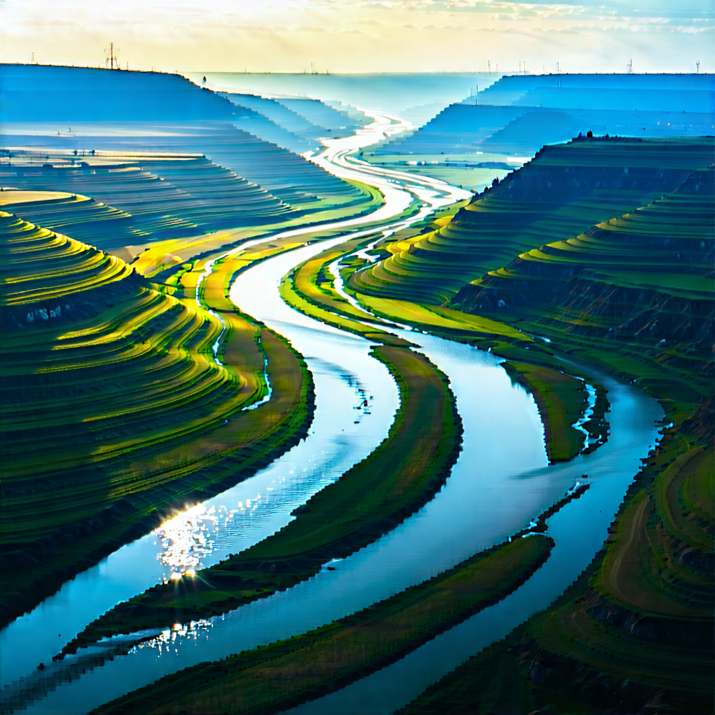 Nature Hdr Photography: Aerial View Of Winding (river:1.22) With Beautiful Landscape