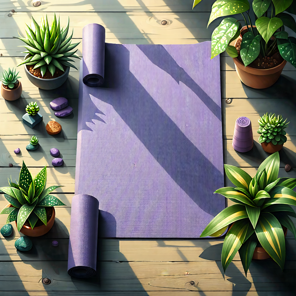 Lifestyle Isometric Design: Wellness scene with yoga mat and plants
