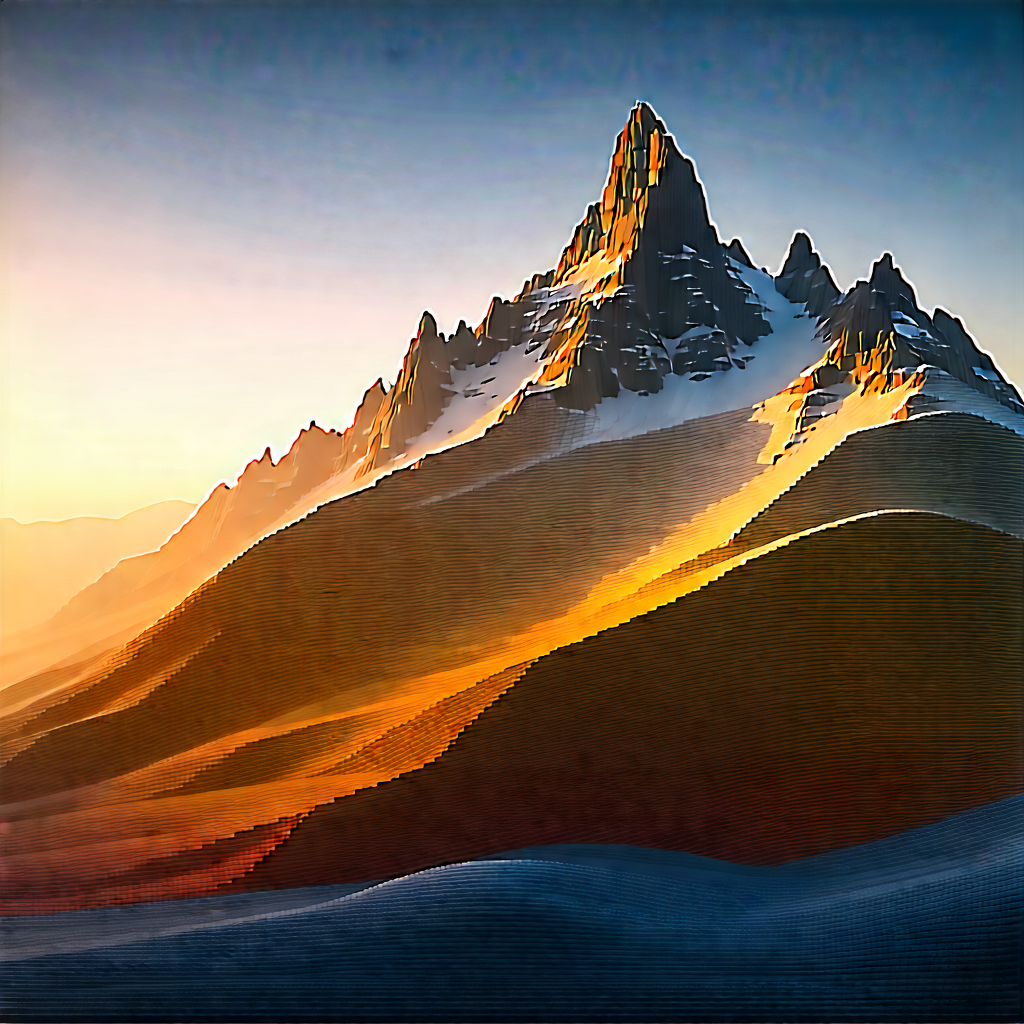 Nature Architectural Photography: Mountain Range During (sunset:1.43) With Mountain Snow