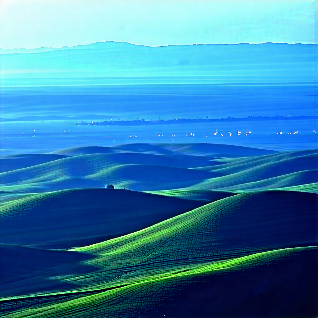 Nature Digital Art: Rolling Hills During Blue Hour With Beautiful Aerial