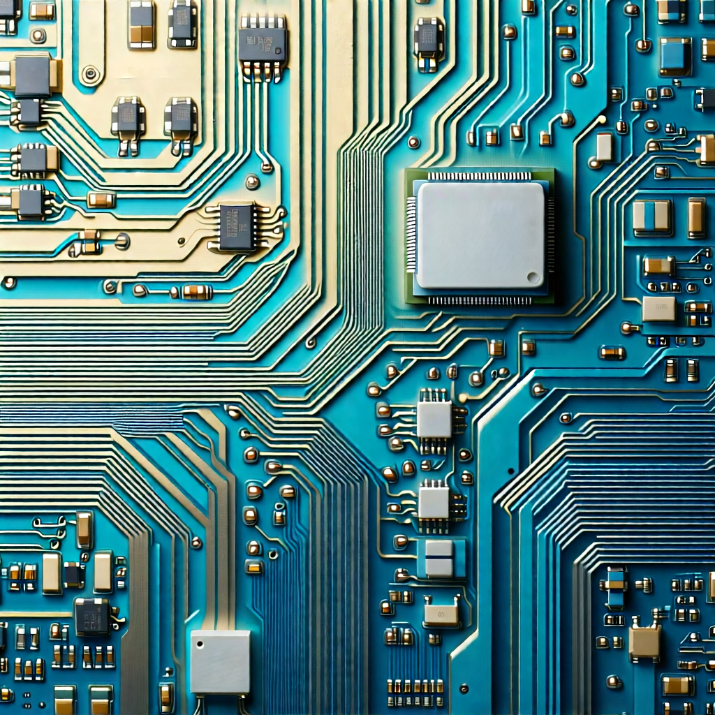 Tech Gouache Painting: Close-up of electronic circuit