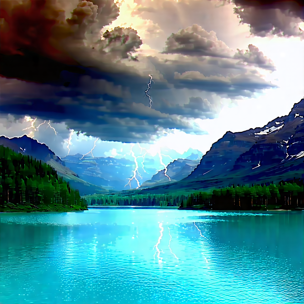 Nature Octane Render: Storm Clouds Over Alpine (lake:1.27) With Beautiful Lake
