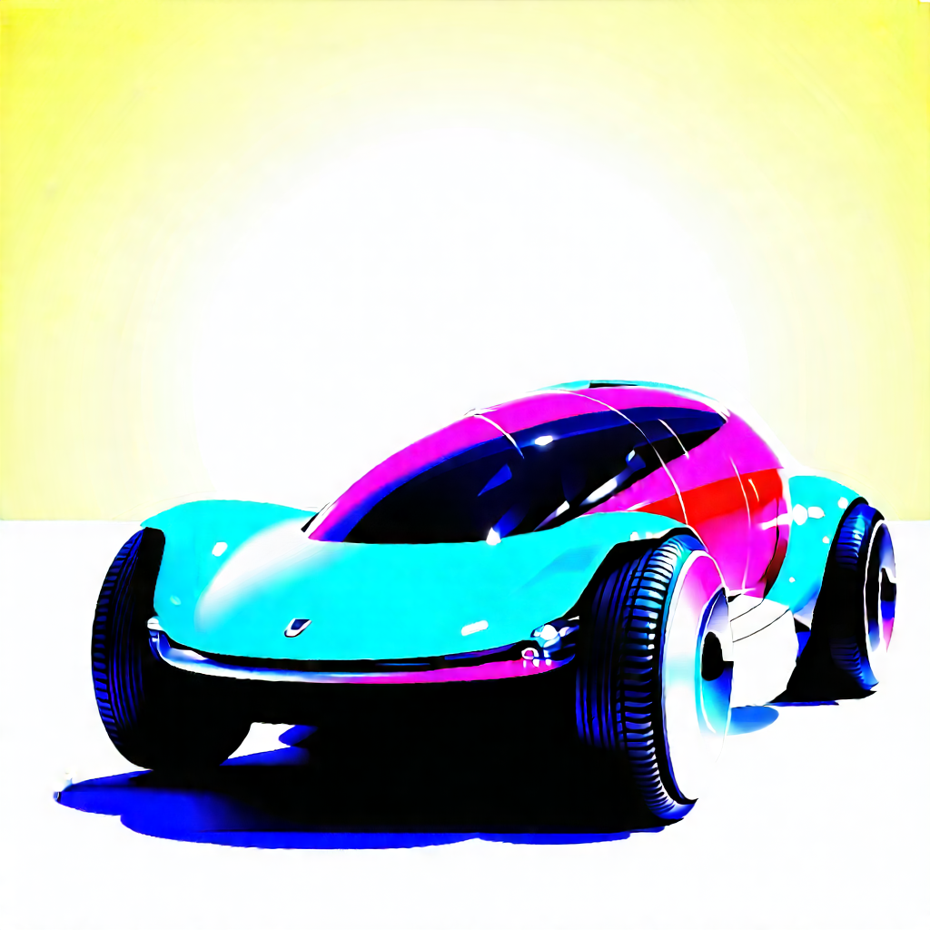 Tech Gouache Painting: Innovative Electric Vehicle Design With Colorful Drawing