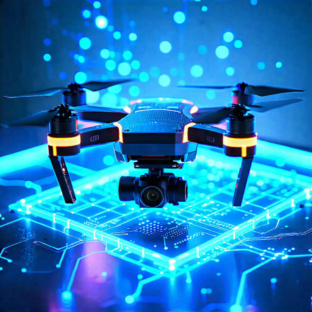 Tech Professional Photography: Drone With Holographic Display With Black Drone