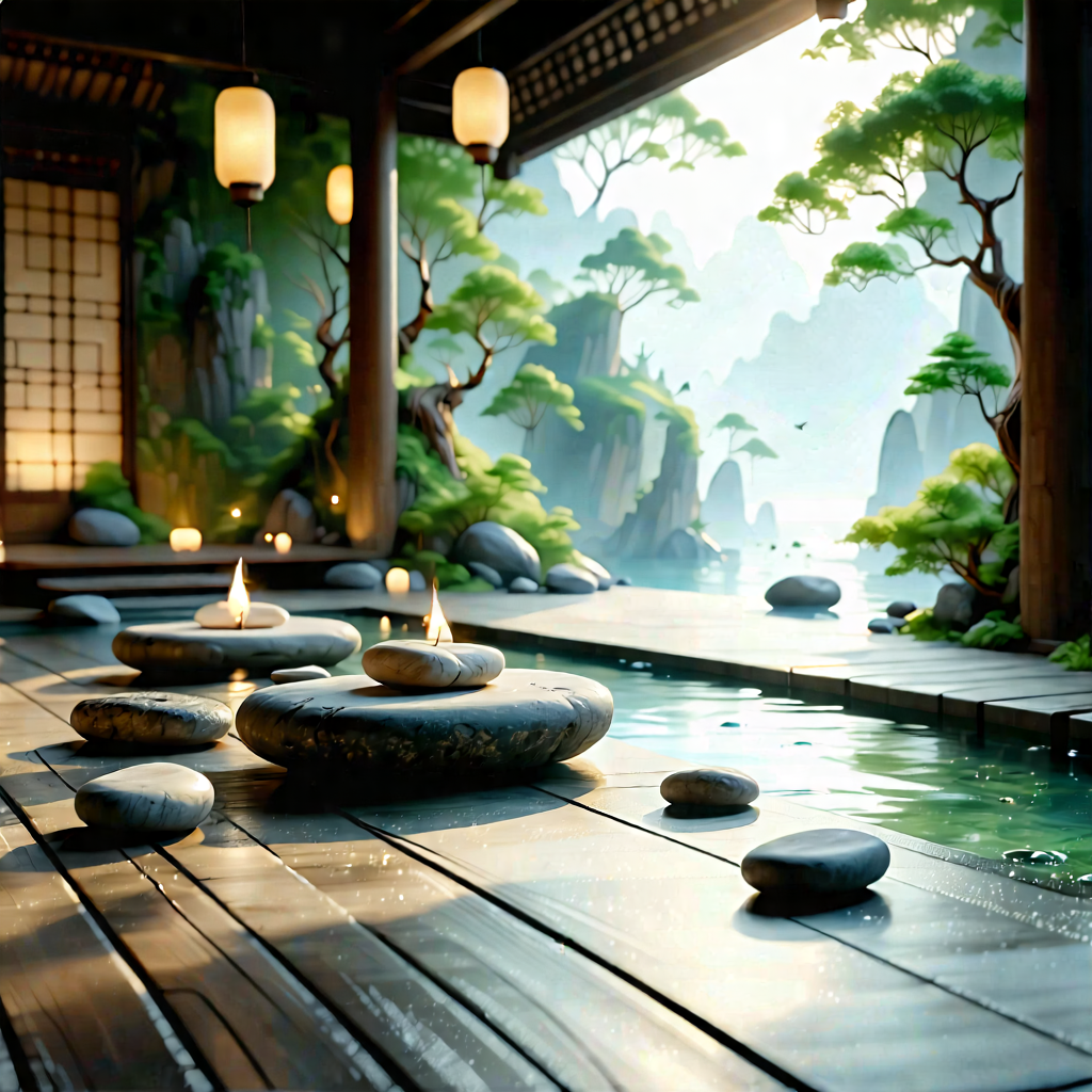 Lifestyle Lithograph: Wellness Scene With Natural Lighting With Image, There