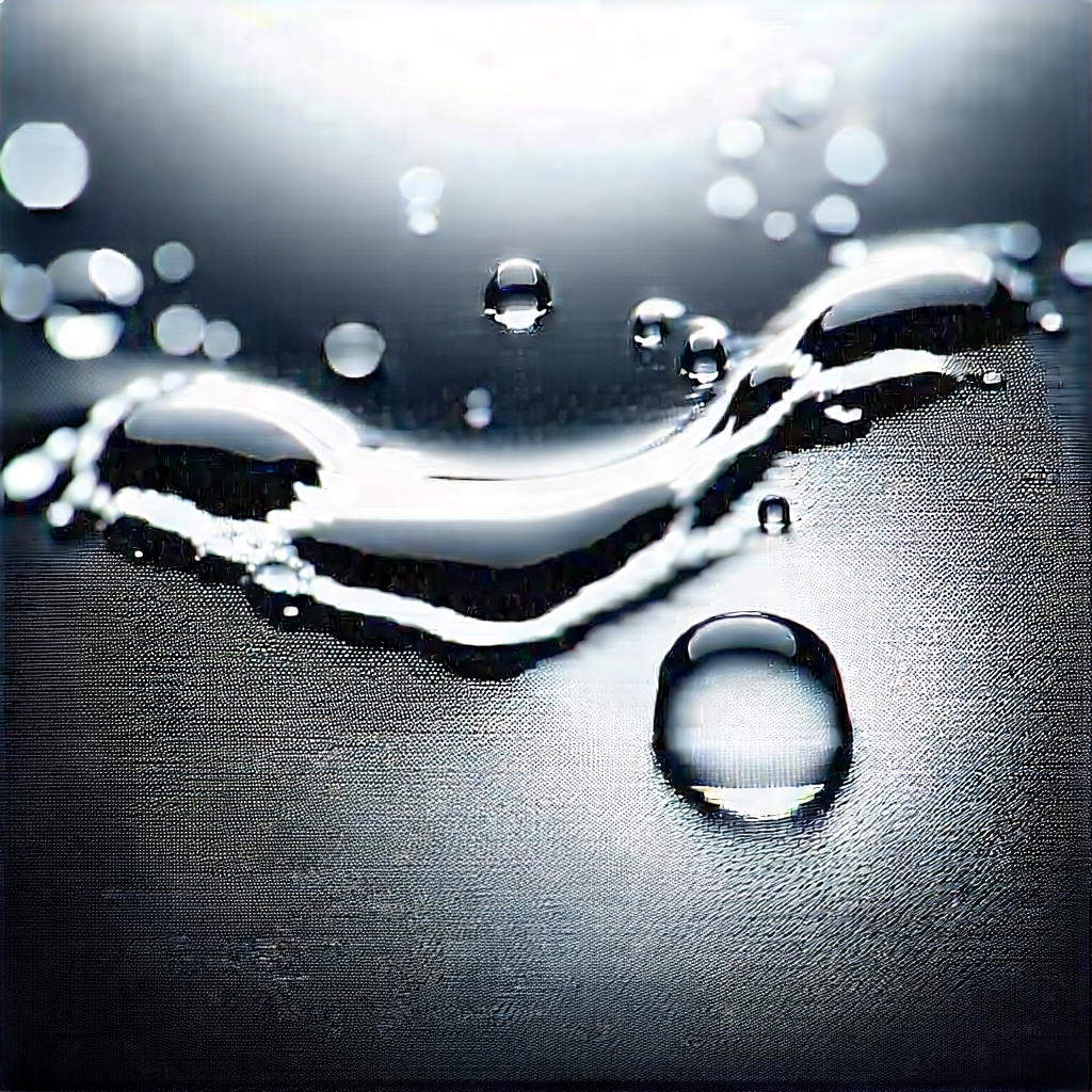 Abstract Black And White Photography: Macro View Of Liquid Interface With Close-up Drop