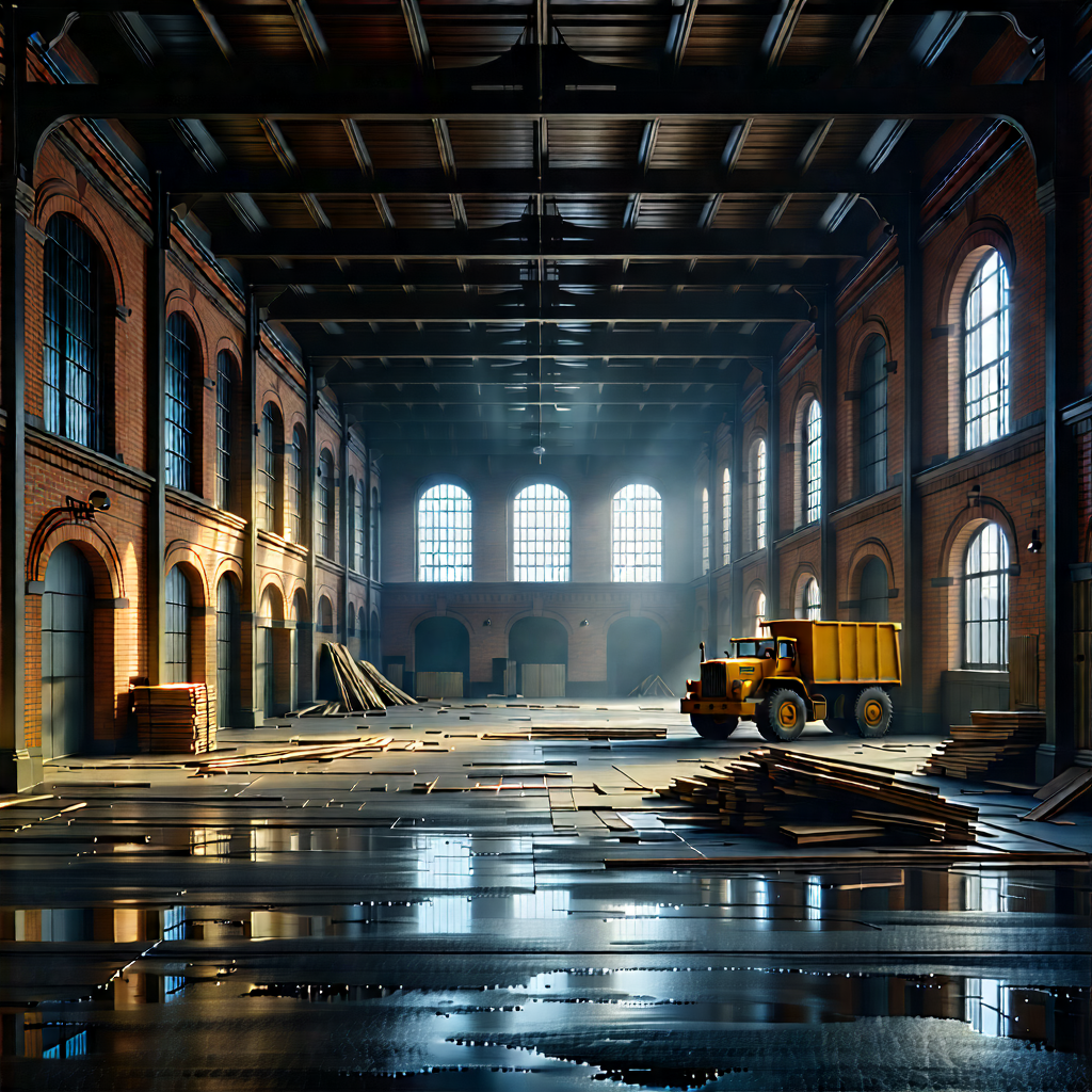 Urban Isometric Design: Converted Warehouse With (dramatic:1.1) Lighting With Image, There