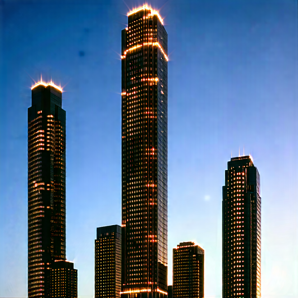 Urban 3D Render: Skyscraper with dramatic lighting