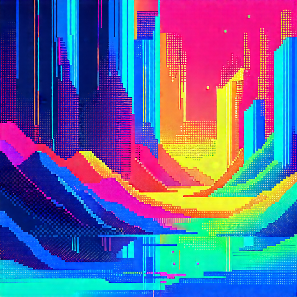 Abstract Pixel Art: Dynamic composition with gradient color palette