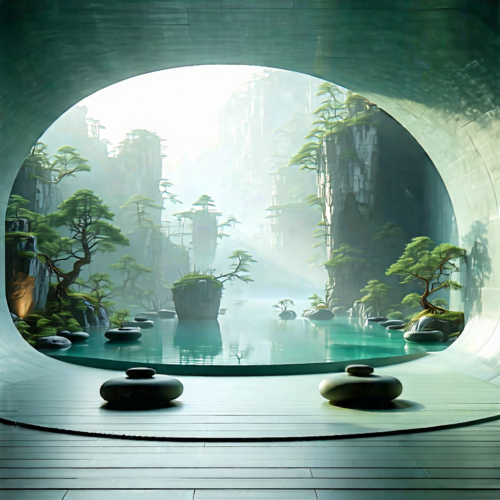 Lifestyle Graphic Design: Wellness Scene With Meditation Space With Image, There
