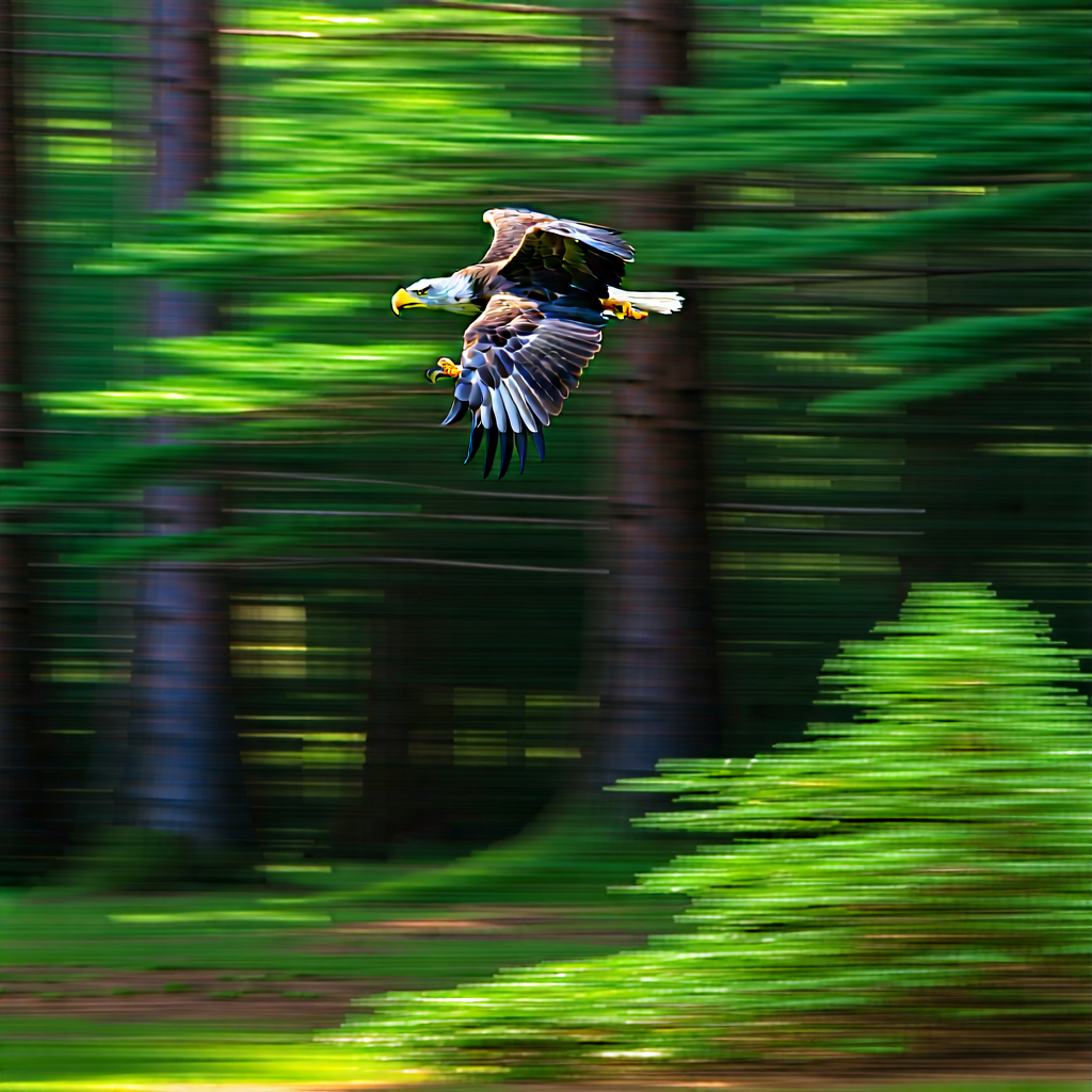 Nature Hdr Photography: Eagle In Forest Environment With Bird Prey,