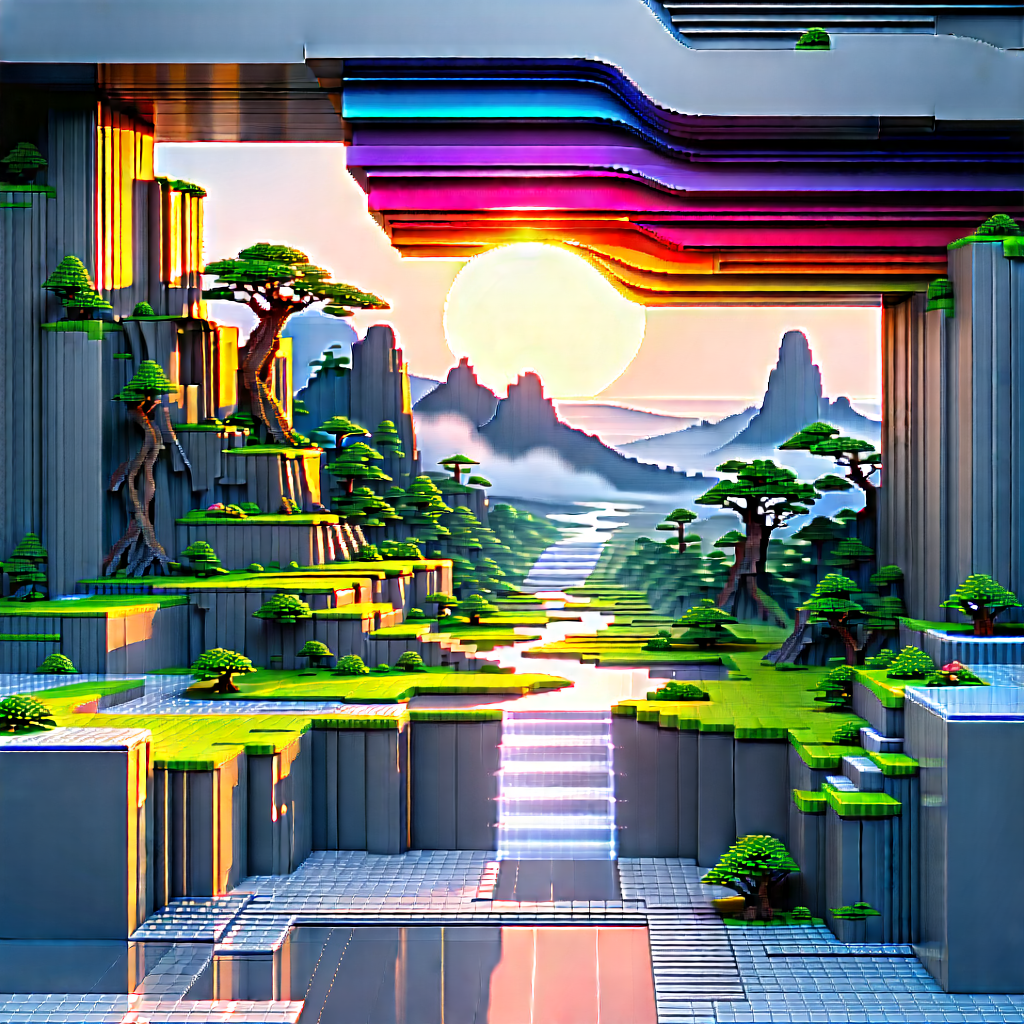 Abstract Pixel Art: Order Represented Through Layered Elements With Image, There
