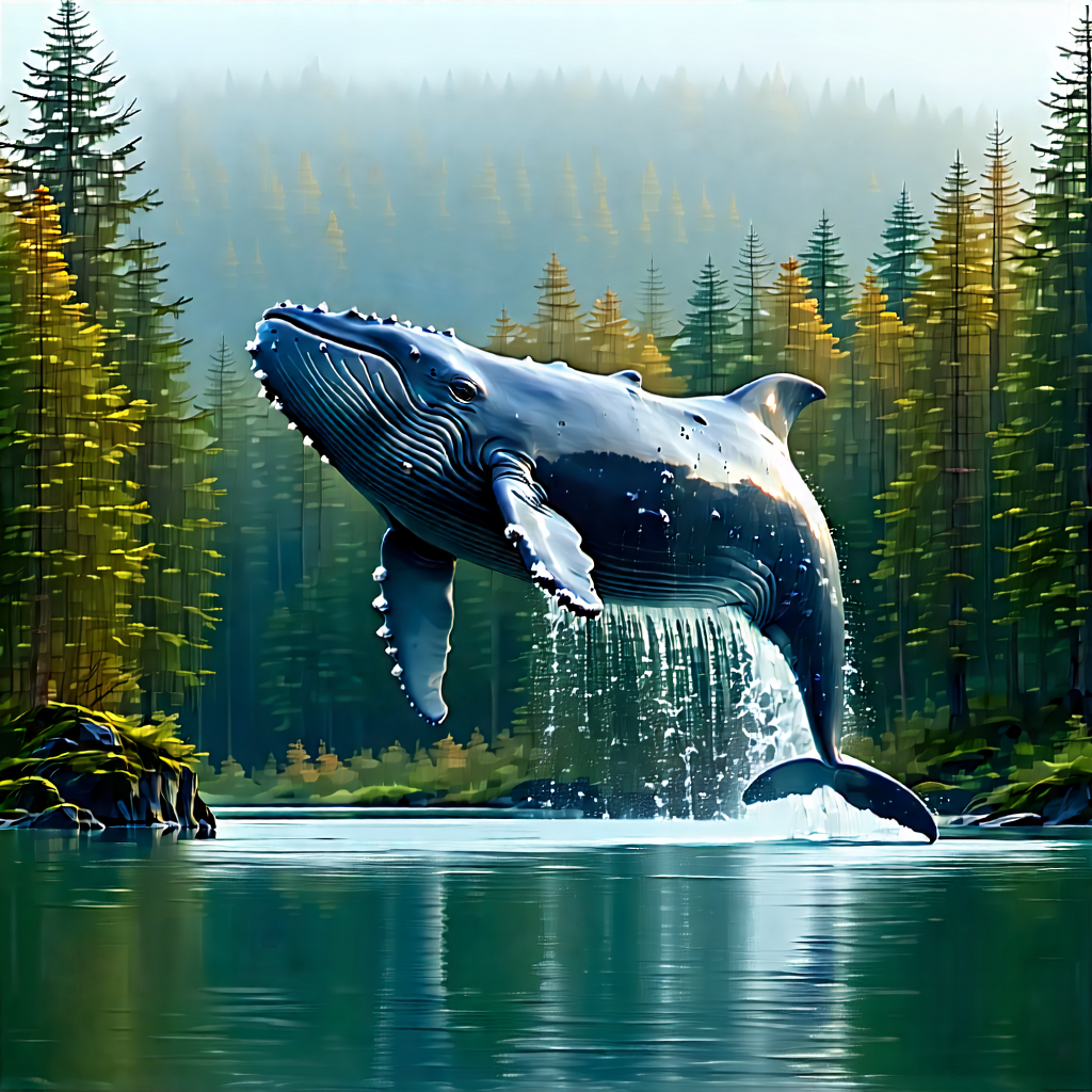 Nature Stock Photography: Whale In Forest Environment With Large Blue
