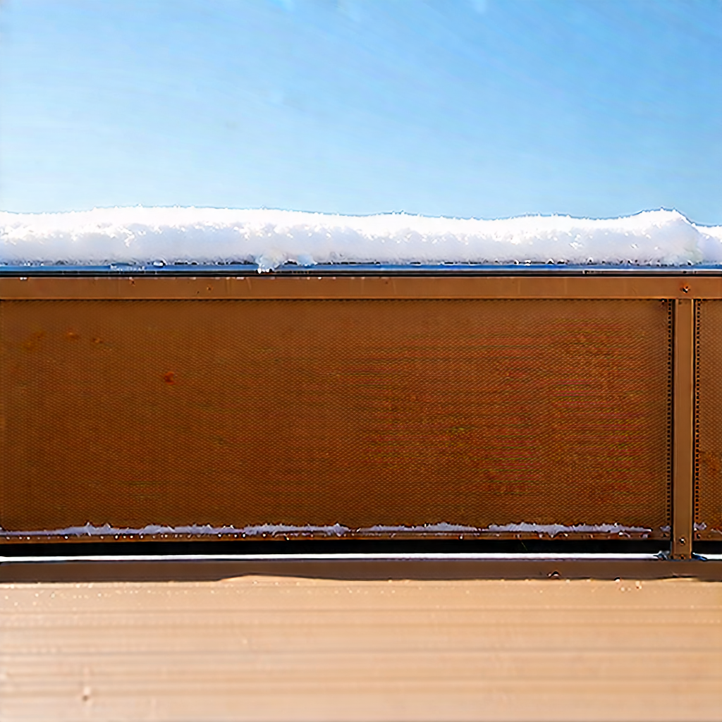 Urban Professional Photography: Observation Deck With (snow:1.2) Covering With Snowy Landscape