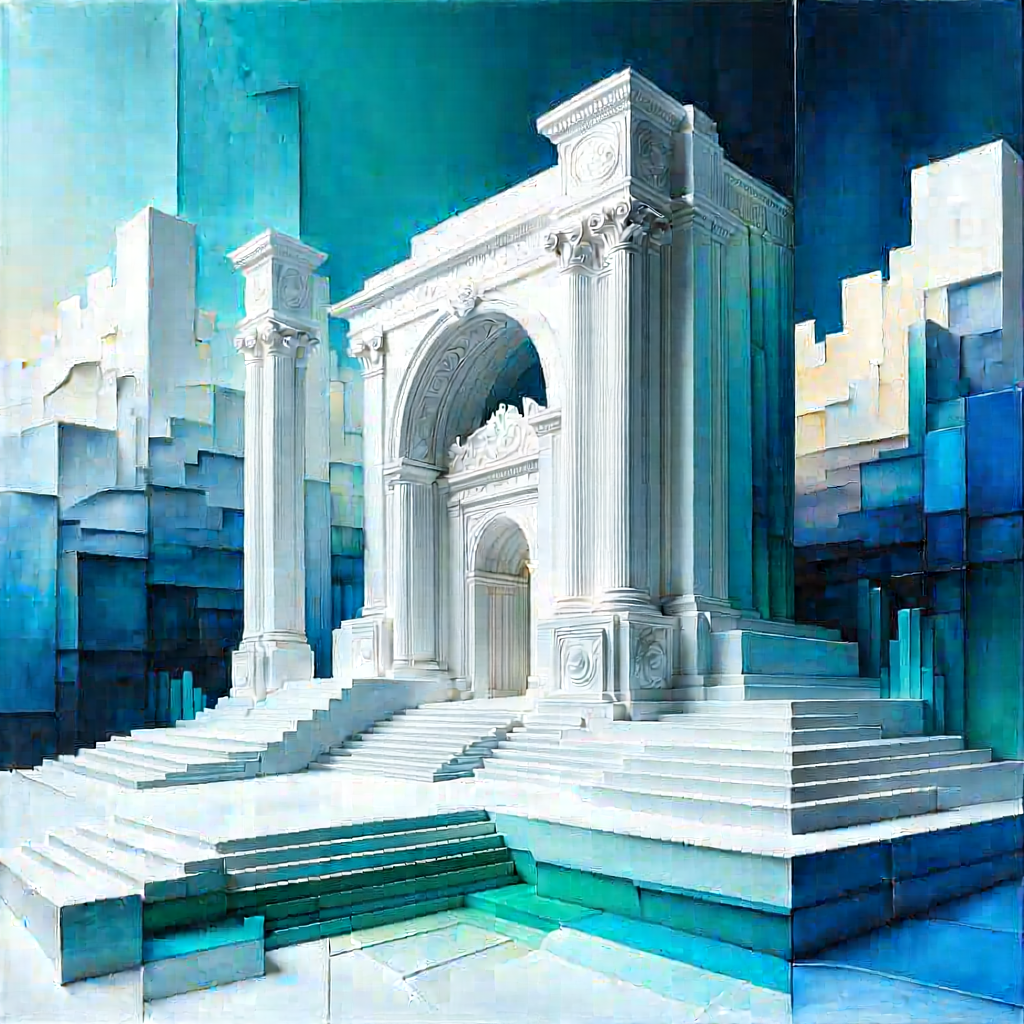 Tech Gouache Painting: (digital:1.46) Transformation Visualization With Large White