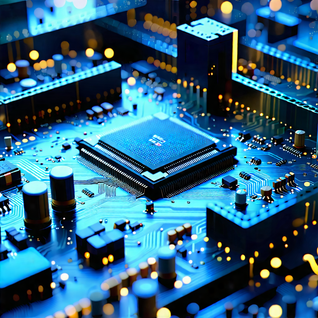 Tech Voxel Art: Close-up of electronic circuit