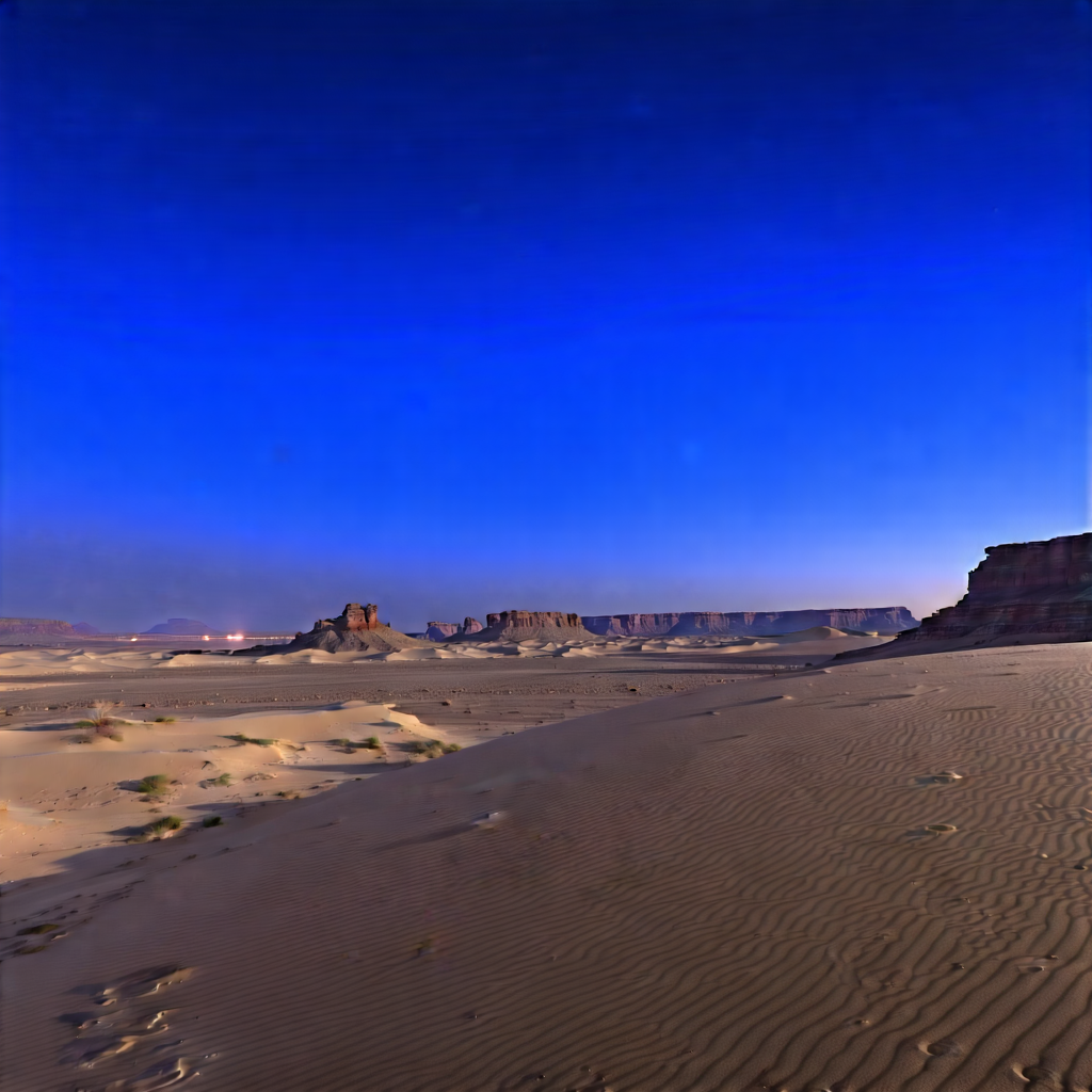 Nature Unreal Engine: Desert (landscape:1.31) During Blue Hour With Beautiful Desert