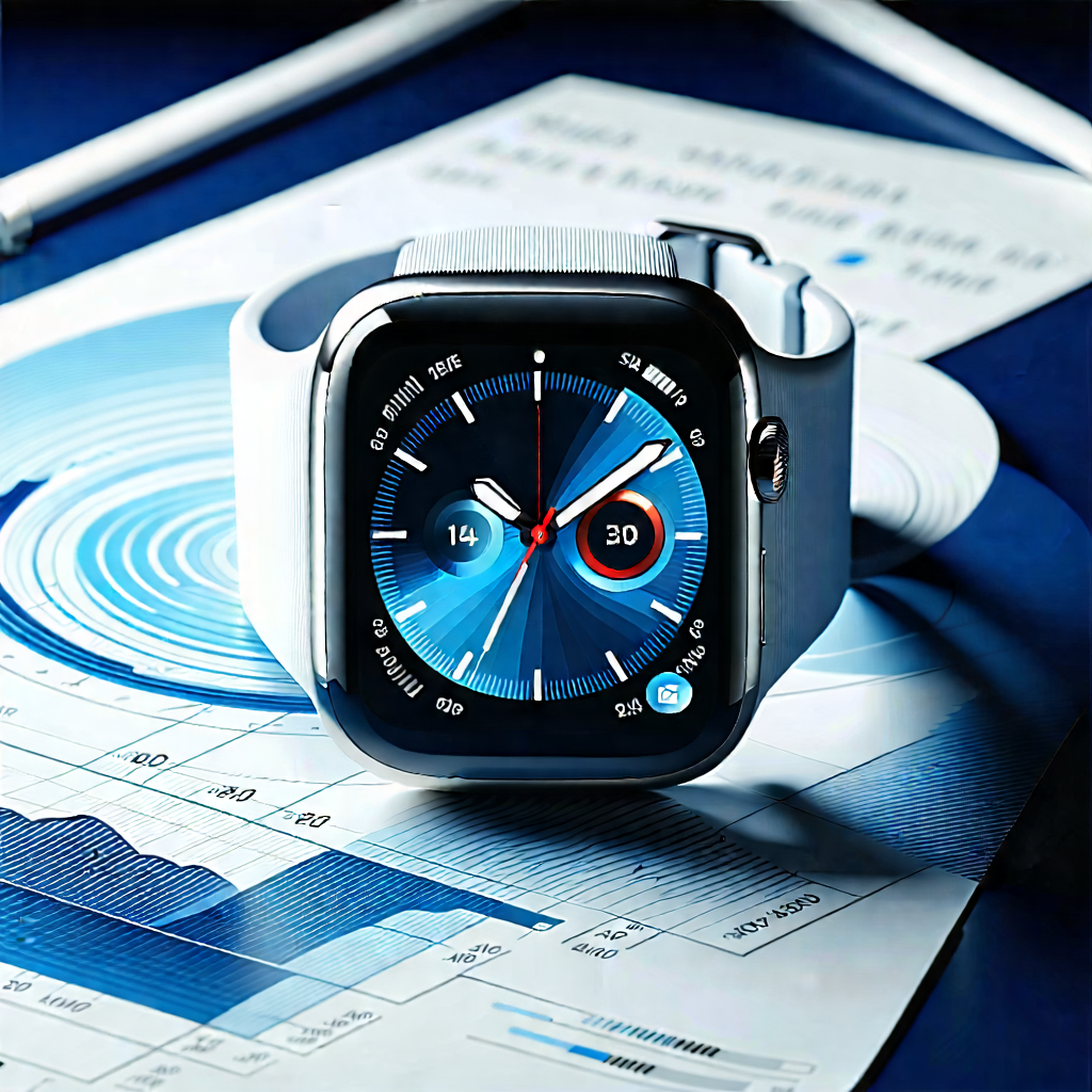 Tech Lithograph: Smart Watch With Data Visualization With Silver Watch
