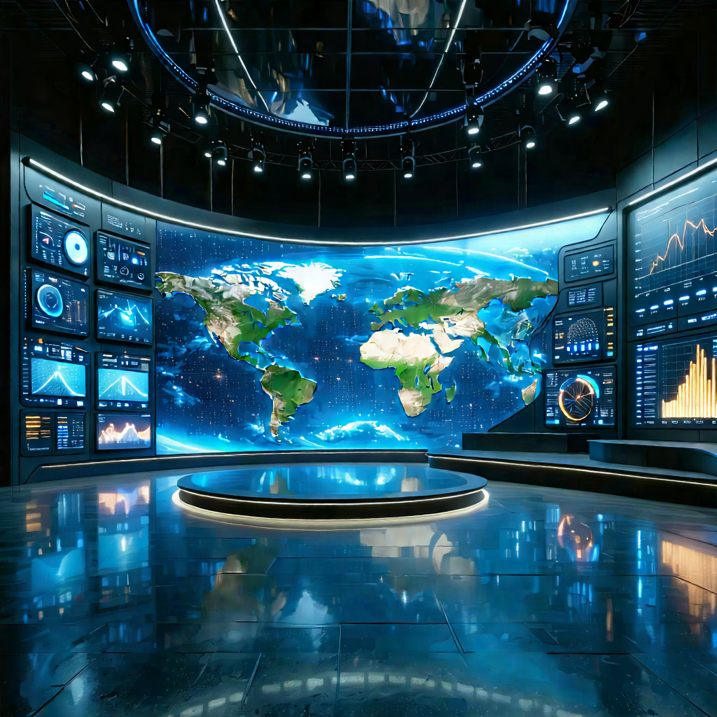 Tech Matte Painting: Entertainment Technology In Research Center With Large, Round