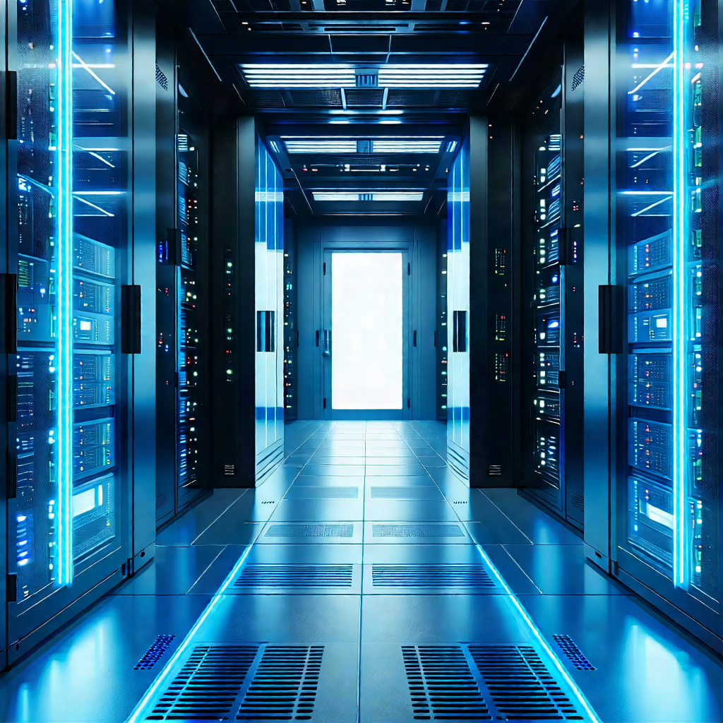 Tech Landscape Photography: (futuristic:1.36) server room