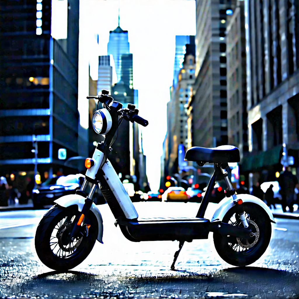 Urban Infographic Style: City electric scooter in financial district